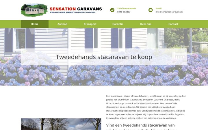 Skærmbillede af sensationcaravans.nl