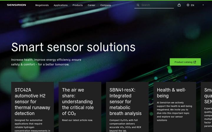 Screenshot of sensirion.com