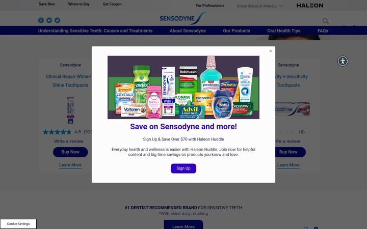 Screenshot of sensodyne.com