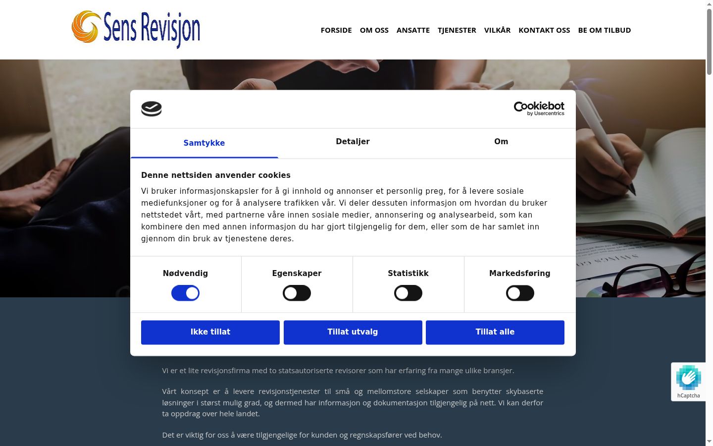 Captura de ecrã do banner de consentimento apresentado antes de qualquer interação