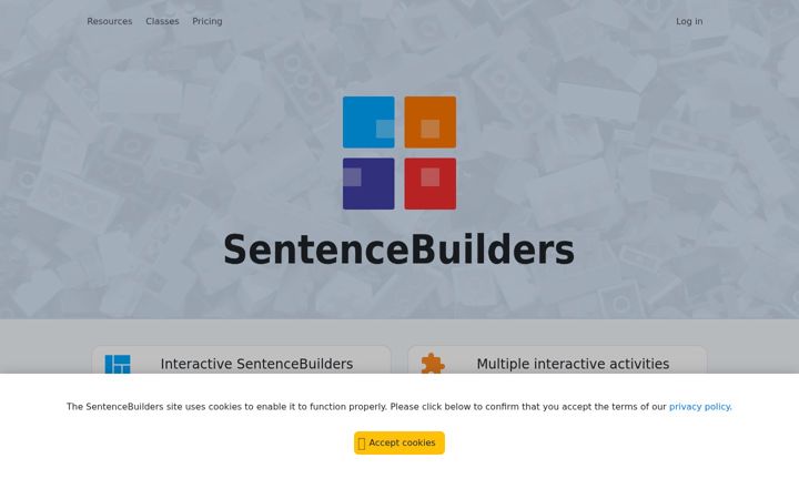Screenshot of sentencebuilders.com