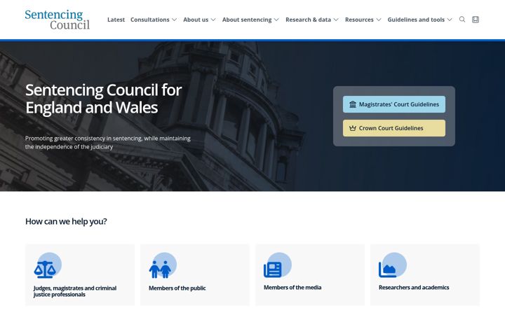 Screenshot of sentencingcouncil.org.uk
