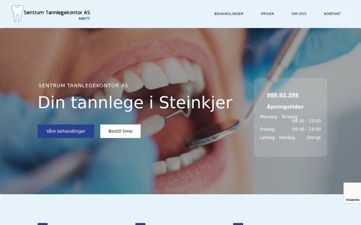 Screenshot of sentrumtannlegekontoras.no