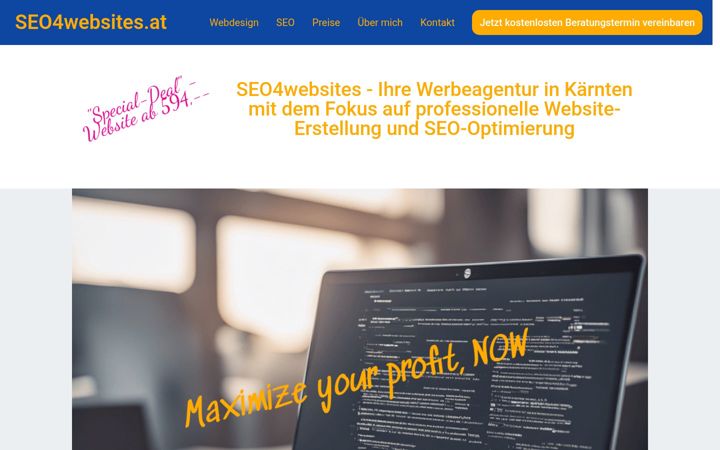 Screenshot van seo4websites.at