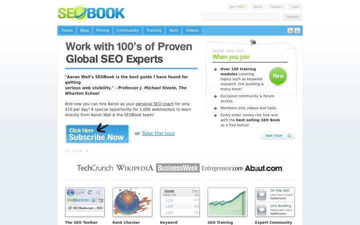 Posnetek zaslona seobook.com