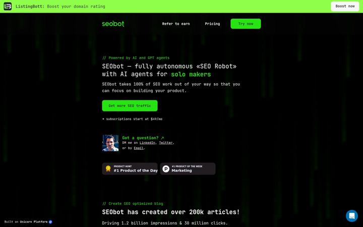 Screenshot of seobotai.com