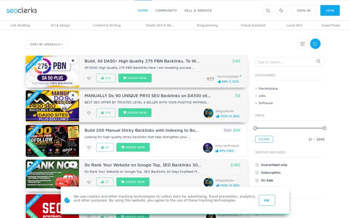 Ekrano kopija seoclerk.com