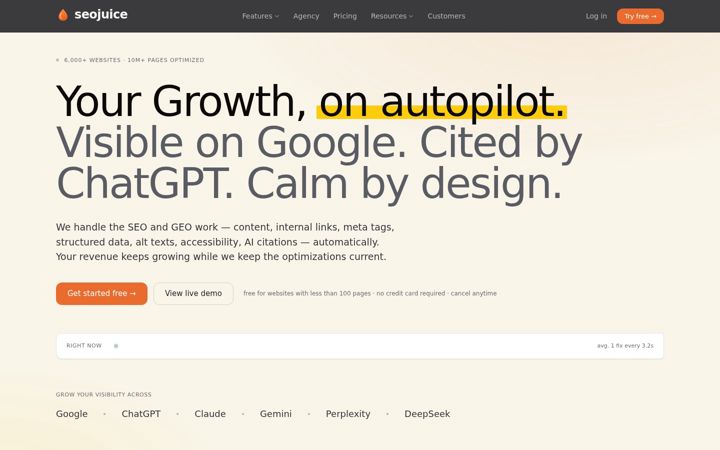 Screenshot of seojuice.io