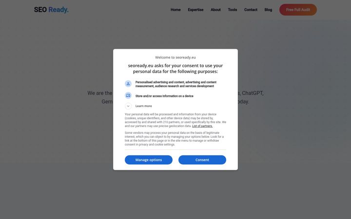 Captura de ecrã de seoready.eu