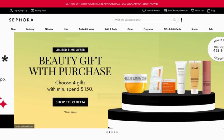 Screenshot of sephora.sg