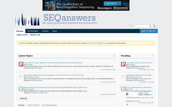 Screenshot of seqanswers.com