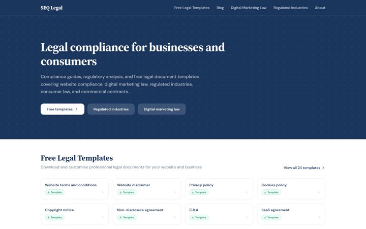 Screenshot of seqlegal.com