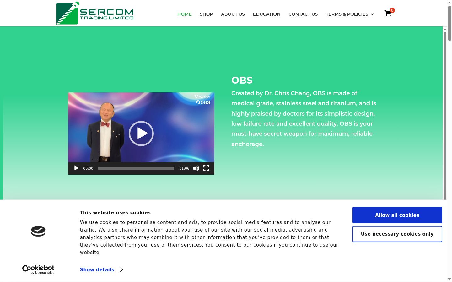 Screenshot of the consent banner shown before any interaction