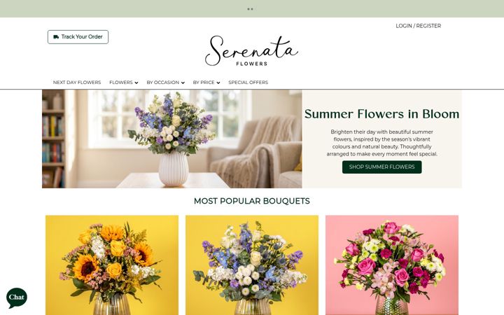 Screenshot of serenataflowers.com