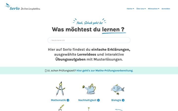 Screenshot of serlo.org