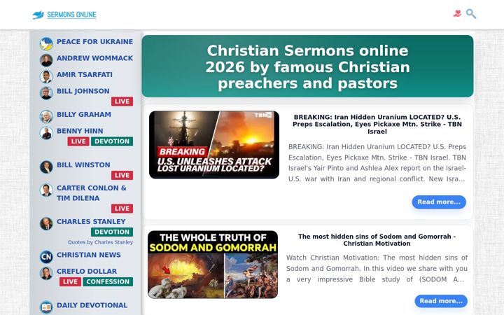 Screenshot of sermons-online.org