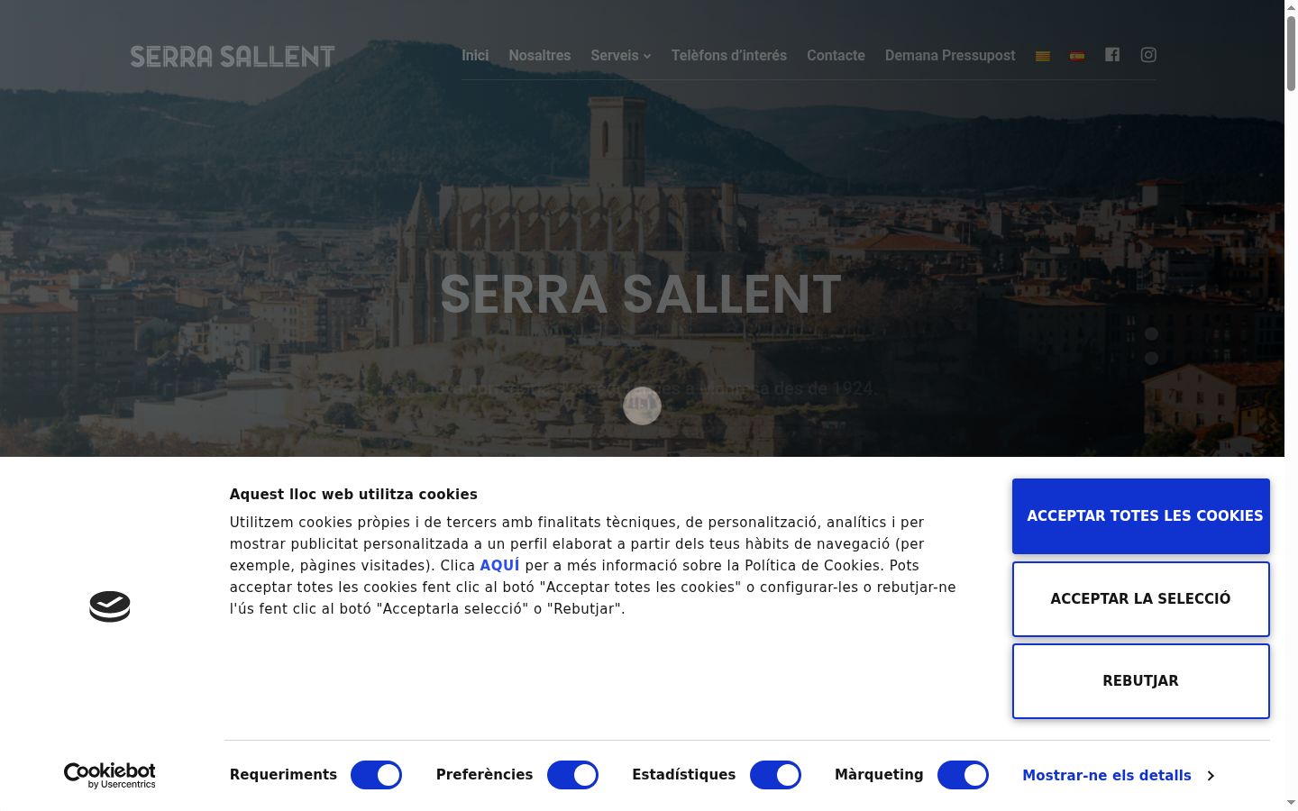Screenshot del banner di consenso mostrato prima di qualsiasi interazione