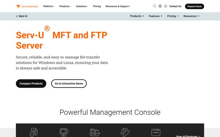 Screenshot of serv-u.com