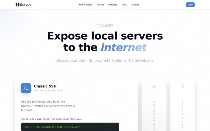 Screenshot of serveo.net