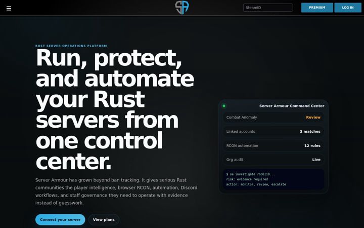 Screenshot of serverarmour.com