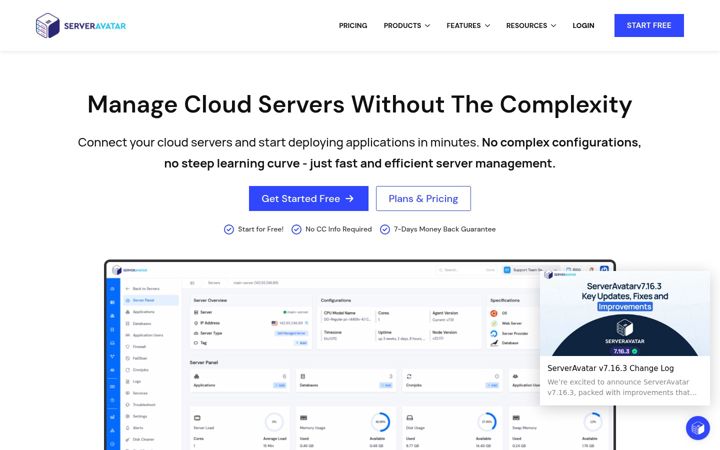 Screenshot of serveravatar.com