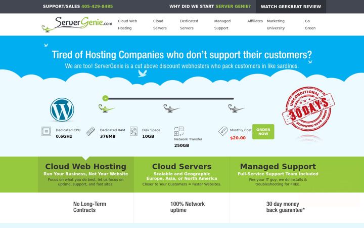 Screenshot of servergenie.com