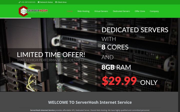Screenshot ta' serverhosh.com