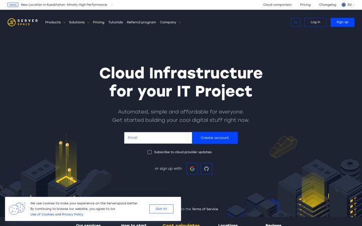 Screenshot of serverspace.io