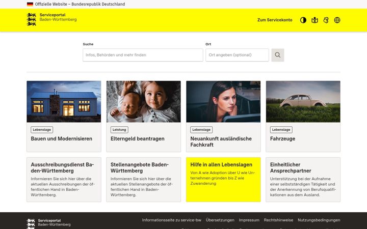 Screenshot of service-bw.de