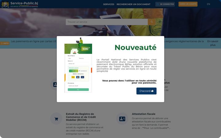 Screenshot of service-public.bj