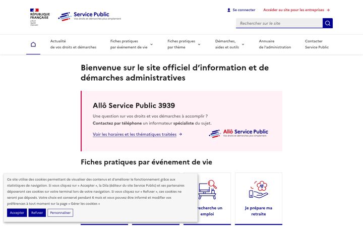 Screenshot van service-public.fr