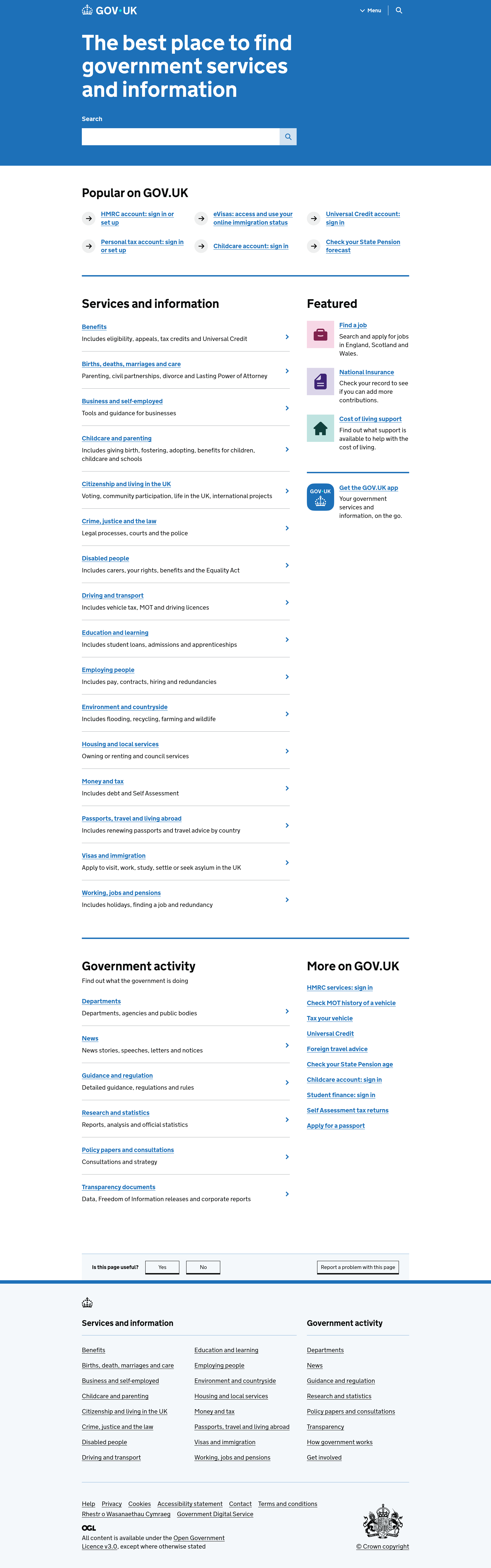 Screenshot of service.gov.uk