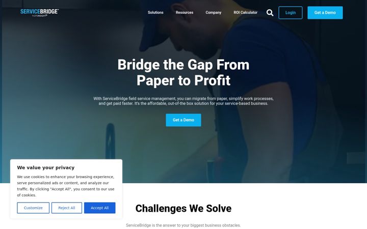 Screenshot of servicebridge.com