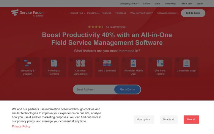 Captura de ecrã de servicefusion.com