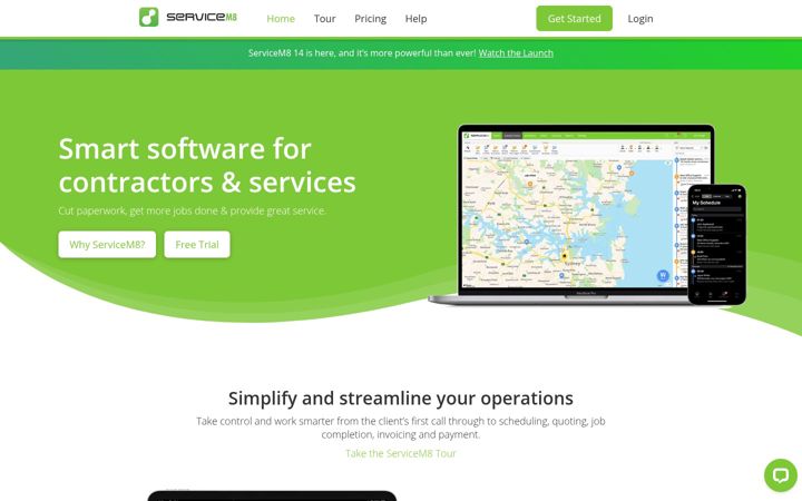 Skärmbild av servicem8.com