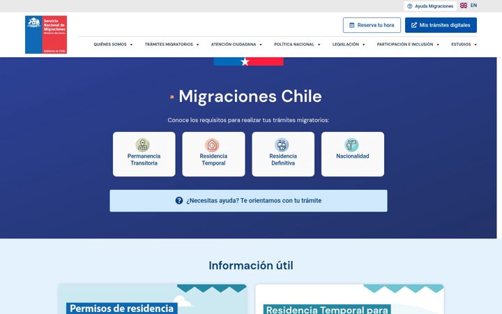 Screenshot του serviciomigraciones.cl