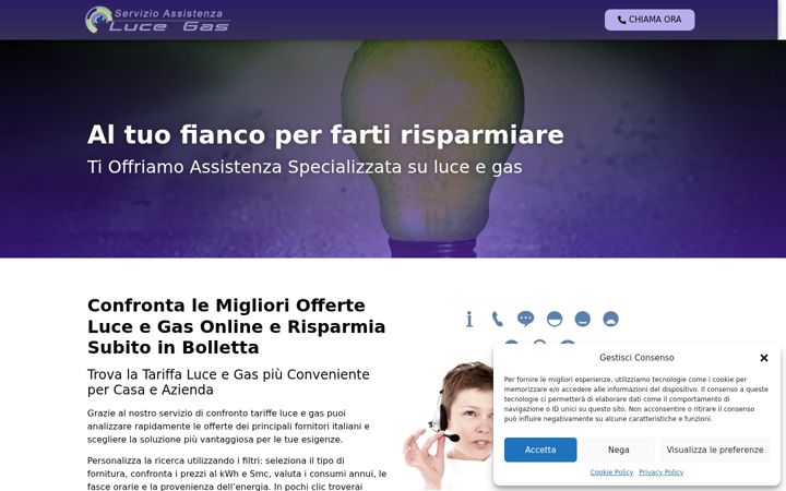 Capture d'écran de servizioassistenzalucegas.com