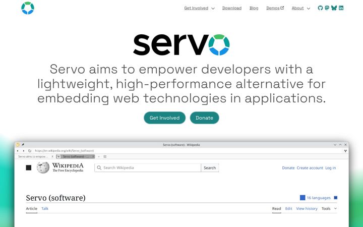 Screenshot of servo.org