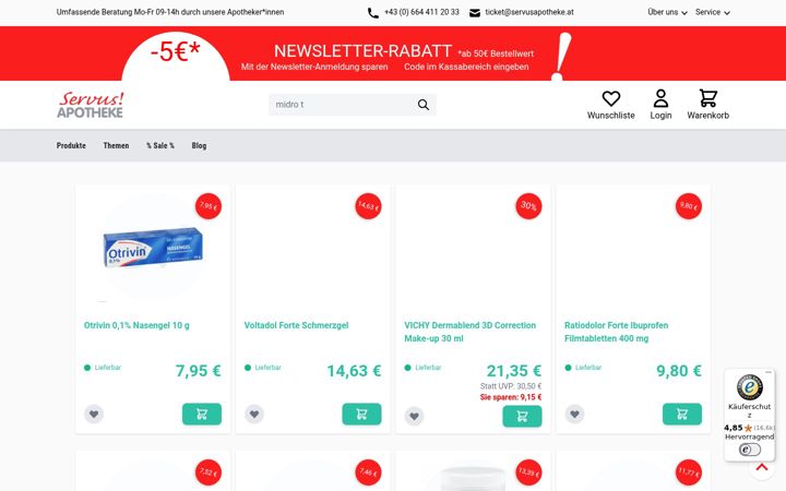 Screenshot of servusapotheke.at