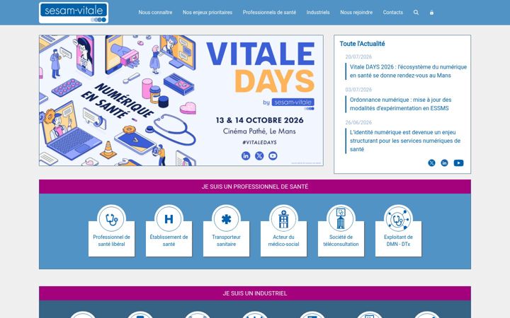 Skjermbilde av sesam-vitale.fr