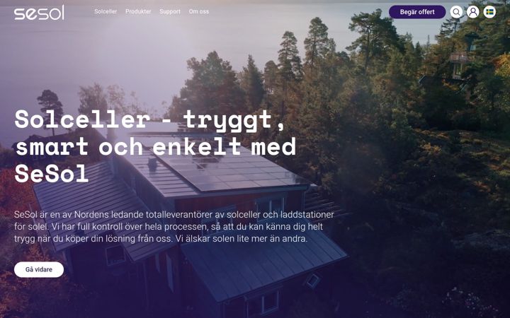Skärmbild av sesol.se