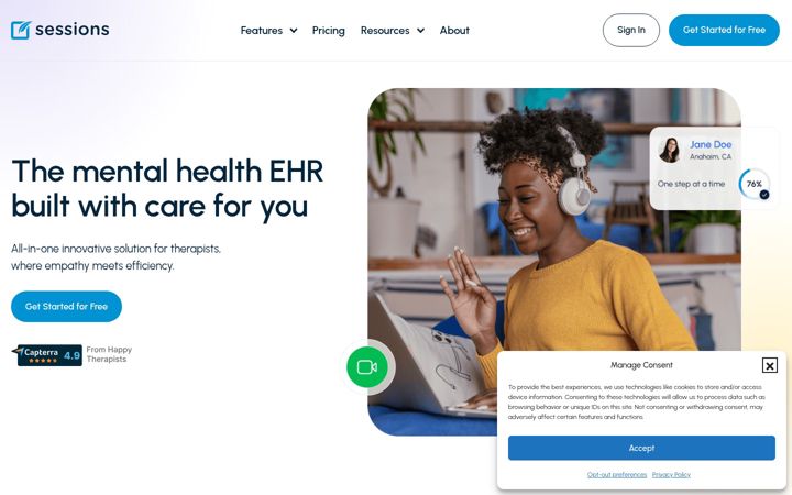Screenshot of sessionshealth.com