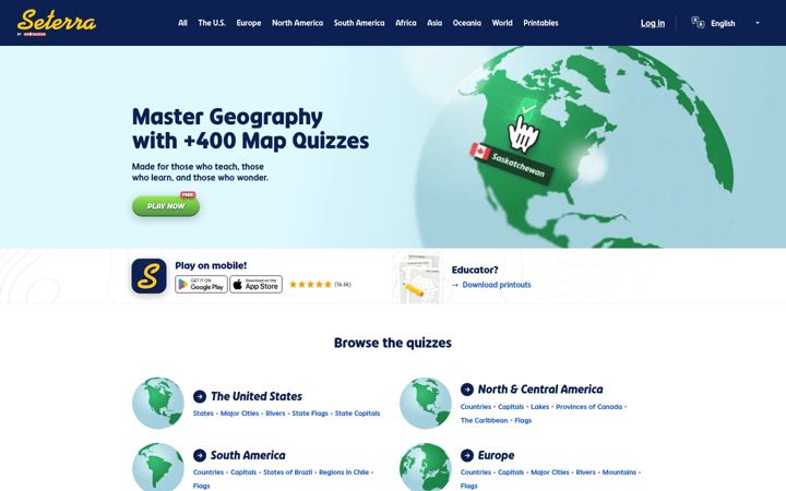 Screenshot of seterra.com