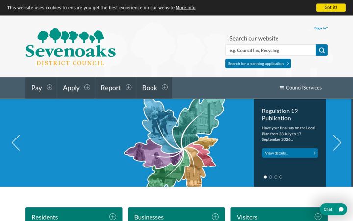 Screenshot of sevenoaks.gov.uk