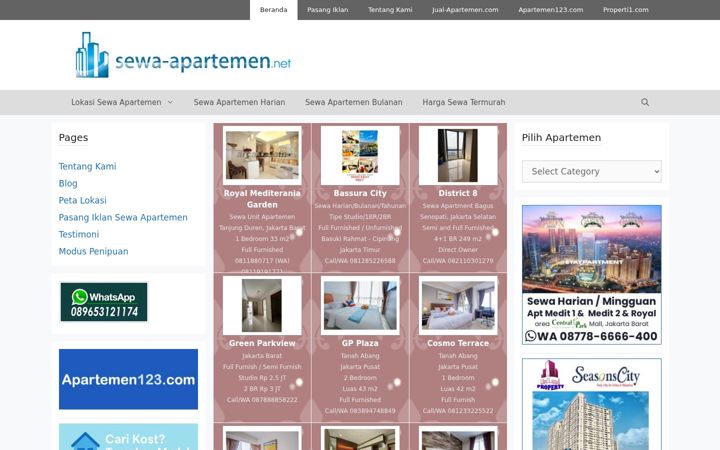 Screenshot of sewa-apartemen.net