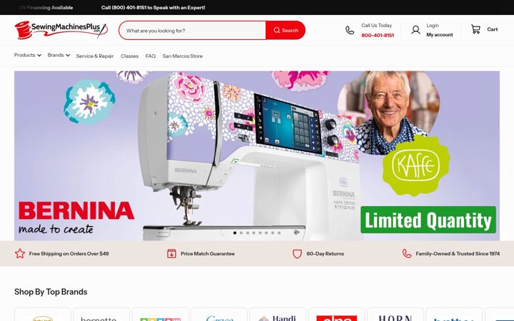Screenshot of sewingmachinesplus.com