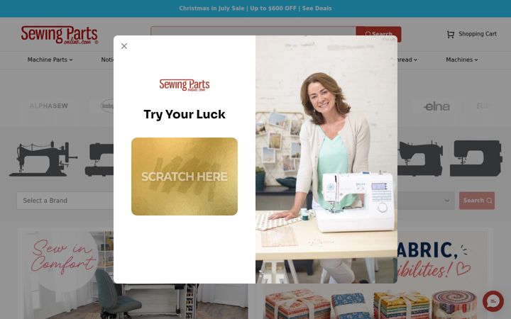 Screenshot of sewingpartsonline.com