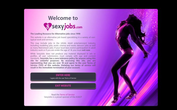 Screenshot von sexyjobs.com