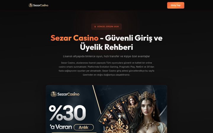 Screenshot of sezarcasinogir.com