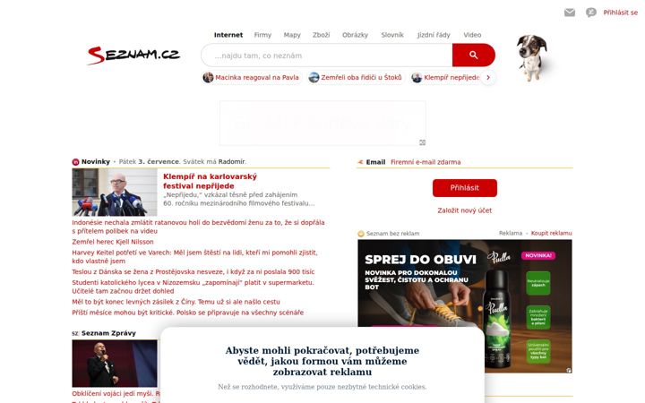 Captura de ecrã de seznam.cz
